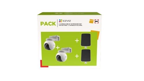 Pack 2 Caméras de surveillance Ezviz HB8 extérieure Blanc + 2 Panneaux Solaires Blanc