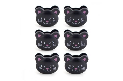 Pack 6 clips à sachet Chat Kikkerland BC05CA Noir