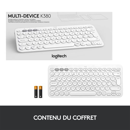 Logitech Clavier Compact Sans Fil multidispositif K380 Logitech Blanc -  prix pas cher chez iOBURO