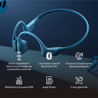 Casque sport sans fil Shokz OpenRun Pro Bluetooth avec réduction du bruit Bleu