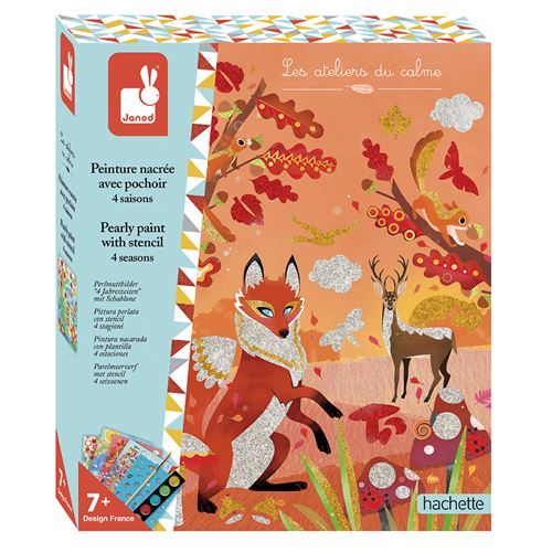 Kit créatif Janod peinture nacrée avec pochoir 4 saisons