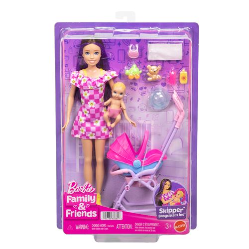 Barbie Multicolore Poupée Coffret Skipper Poussette