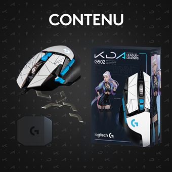 Souris Gaming filaire Logitech G502 Hero K/DA Blanc et noir