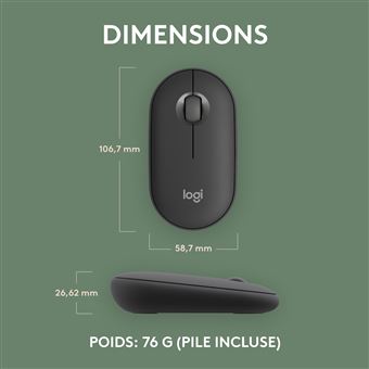 Souris sans fil Bluetooth Logitech Pebble Mouse 2 M350s Graphite