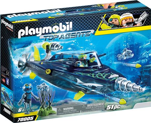 Playmobil Top Agents 70005 Sous-marin d'attaque S.H.A.R.K Team