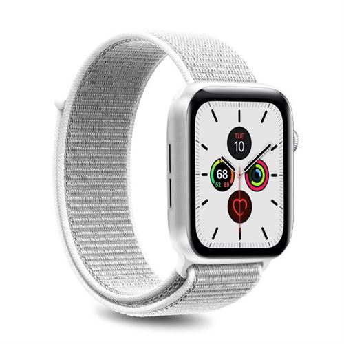 Bracelet Puro Nylon Sport pour Apple Watch 42-44 mm taille ajustable Blanc