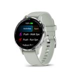 Montre connectée Garmin Venu 3S 41mm en acier Silver, boîtier vert sauge et bracelet en silicone vert sauge