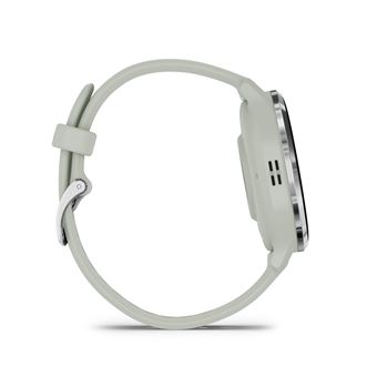 Montre connectée Garmin Venu 3S 41mm en acier Silver, boîtier vert sauge et bracelet en silicone vert sauge