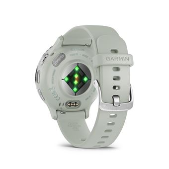 Montre connectée Garmin Venu 3S 41mm en acier Silver, boîtier vert sauge et bracelet en silicone vert sauge