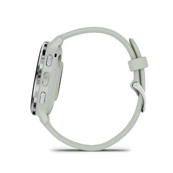 Montre connectée Garmin Venu 3S 41mm en acier Silver, boîtier vert sauge et bracelet en silicone vert sauge