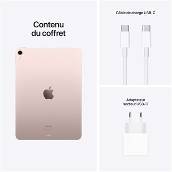 Apple iPad Air 10,9" Puce Apple M1 256 Go Wifi 5ème génération 2022 Rose