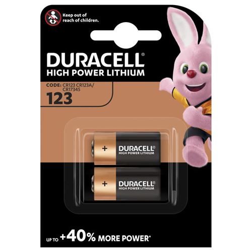 Pack 2 Piles 123 Duracell Ultra Lithium pour Appareil photo Noir