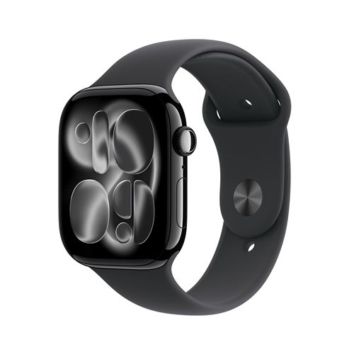 Apple Watch Series 11 GPS + Cellular 46mm Boitier en Aluminium Noir de Jais avec Bracelet Sport Noir M/L