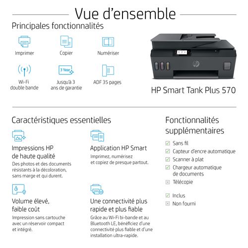 HP Smart Tank Plus 570 Imprimante jet d'encre couleur multifonction