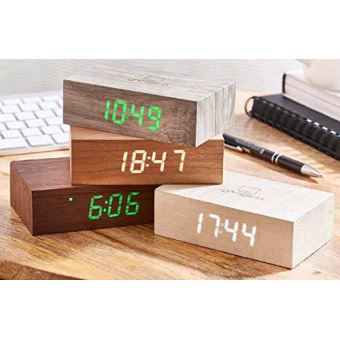 Réveil Gingko Flip Click Clock Bouleau Blanc