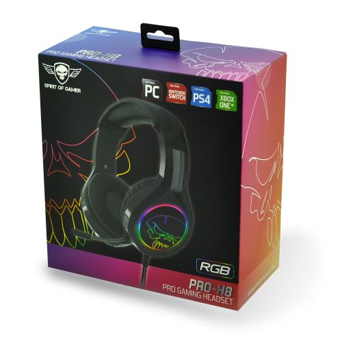 Spirit Of Gamer Noir Casque Pro-H8 Rgb Rainbow