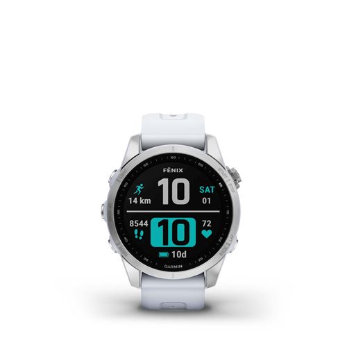 Montre connectée Garmin Fenix 7S Silver avec bracelet silicone Blanc
