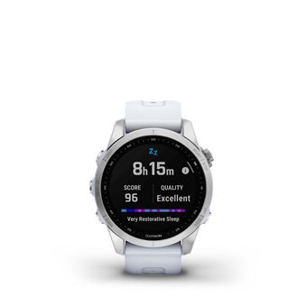 Montre connectée Garmin Fenix 7S Silver avec bracelet silicone Blanc