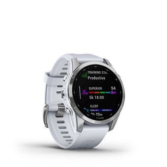 Montre connectée Garmin Fenix 7S Silver avec bracelet silicone Blanc