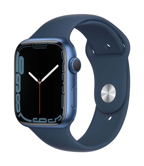 Apple Watch Series 7 GPS, boîtier Aluminium Bleu 45mm avec Bracelet Sport Bleu Abysse - État correct Apple sur Fnac