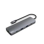 Hub USB Type C 9 en 1 Qdos PowerLink Grand Gris