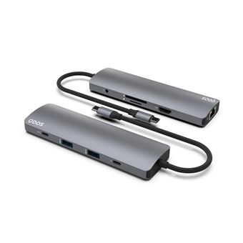 Hub USB Type C 9 en 1 Qdos PowerLink Grand Gris