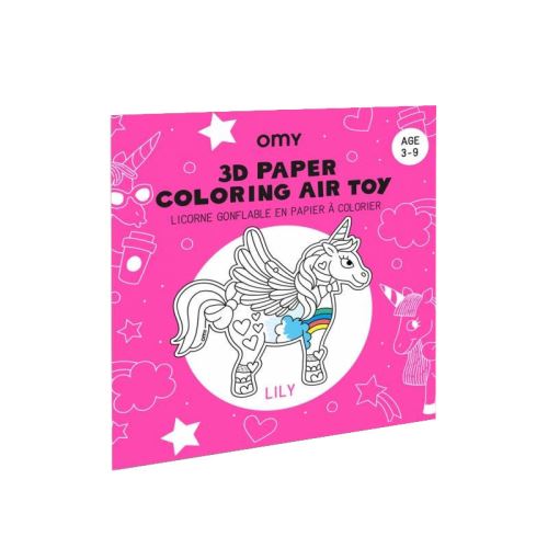 Licorne gonflable en papier à colorier Omy Lily