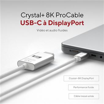 Câble USB-C Lnq vers Display Port 8K/60Hz 2 m Gris sidéral