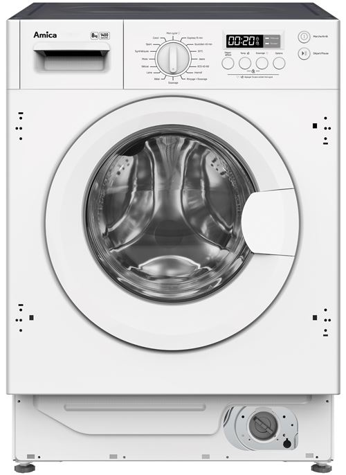 Lave-Linge Hublot Amica Encastrable Awbi814Ibw 8 Kg Blanc