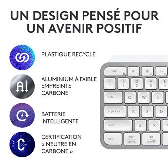 Clavier Sans Fil Azerty Logitech MX Keys S Gris pâle