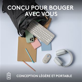 Clavier sans fil Bluetooth Azerty Logitech Pebble Keys 2 K380s Blanc