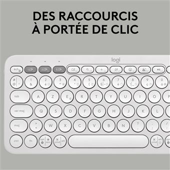 Clavier sans fil Bluetooth Azerty Logitech Pebble Keys 2 K380s Blanc