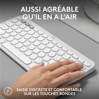 Clavier sans fil Bluetooth Azerty Logitech Pebble Keys 2 K380s Blanc