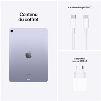 Apple iPad Air 10,9" Puce Apple M1 256 Go Wifi 5ème génération 2022 Mauve