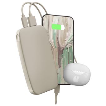 POWERBANK 12000MAH Batterie rechargeable de poche - Silky Sand - 2PB12100SS.Charge ultra rapide avec 20 W Power Delivery. Chargez jusqu''a 50 % en 30 min. 6 fonctions de securite. Approuvee par les compagnies aeriennes.