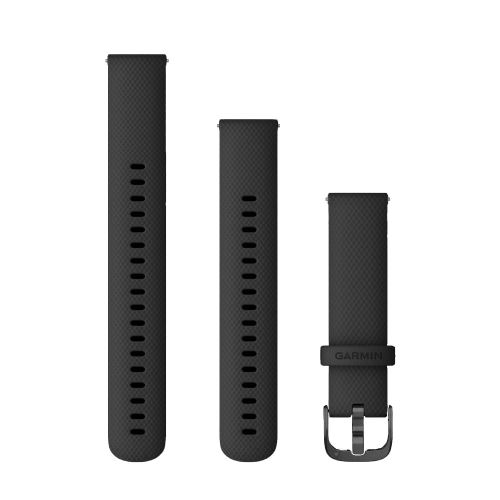Bracelet Garmin Quick Release 18 mm Silicone Noir boucle gris foncé
