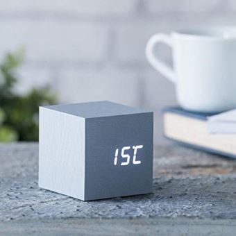 Horloge Gingko Cube click Aluminium