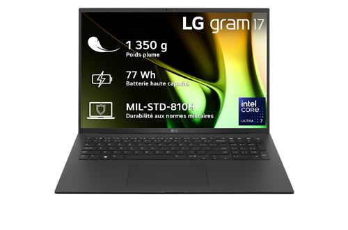 PC portable LG Gram 17Z90S-G.AD78F 17" Intel® Core™ Ultra 7 32 Go RAM 1 To SSD Noir - Lg
