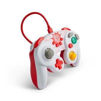 Manette filaire Power A GameCube Edition Mario pour Nintendo Switch Blanc et rouge