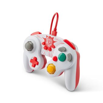 Manette filaire Power A GameCube Edition Mario pour Nintendo Switch Blanc et rouge