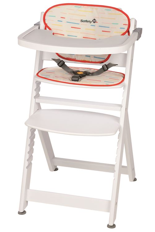 Chaise haute Safety First Timba avec coussin Blanc et Rouge