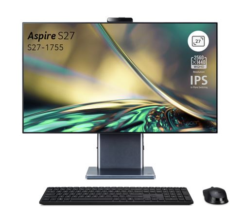 ACER PC tout en un  Aspire S27-1755 27'' WQHD Intel Core i5-1240P 16 Go RAM 512 Go Silver 