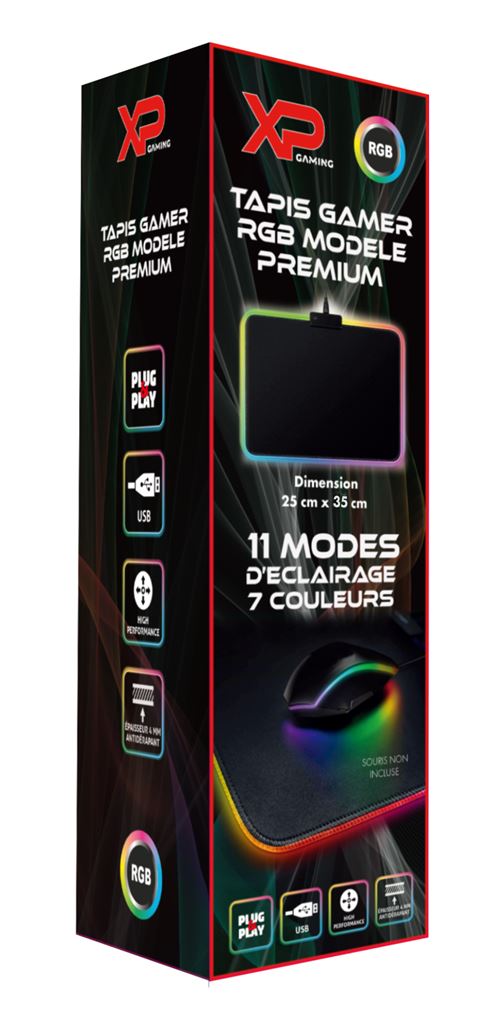 Tapis souris gaming Geek Monkeys RGB Modèle Premium Noir