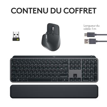 Ensemble clavier sans fil Azerty Logitech MX Keys S Noir + Souris sans fil MX Master 3S Noir