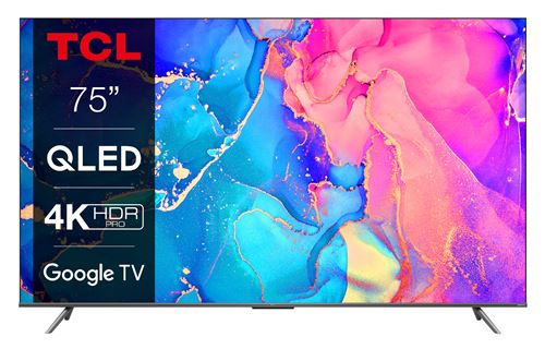 TCL 75C635 - 75 diagonale klasse (74.5 zichtbaar) led-achtergrondverlichting lcd-tv - QLED - Smart TV - Google TV - 4K UHD (2160p) 3840 x 2160 - HDR - Quantum Dot - opgeruwd aluminium
