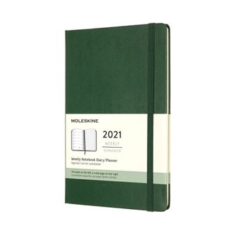 Agenda-carnet 2021 semainier Moleskine Rigide grand format Vert