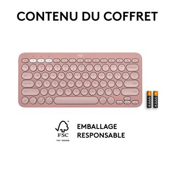 Clavier sans fil Logitech Pebble Keys 2 K380s Bluetooth Rose