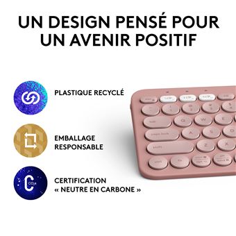 Clavier sans fil Logitech Pebble Keys 2 K380s Bluetooth Rose