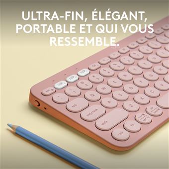 Clavier sans fil Logitech Pebble Keys 2 K380s Bluetooth Rose