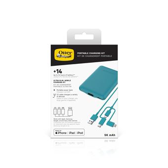 Kit de chargement Batterie externe + Câble Mfi 2.0 1m OtterBox Bleu